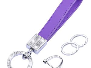 Wisdompro Porte-clés de voiture en cuir Bling