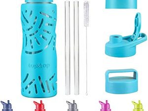 Top&Top Bouteilles d'eau en verre réutilisables sans