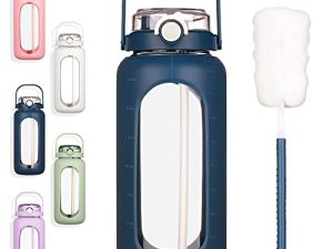 BLUEGO 64 oz Bouteilles d'eau en verre