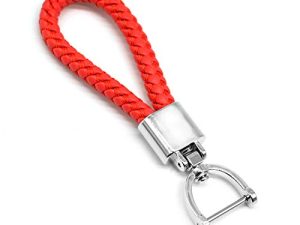 Porte-clés universel en cuir rouge pour voiture