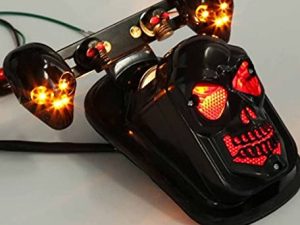 TEBOCR Moto Crâne Feu Arrière Intégré Clignotant