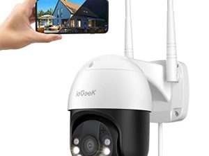 ieGeek Caméra de Sécurité Extérieure avec Projecteurs