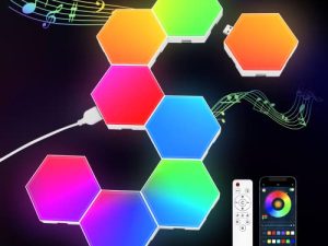 JIMIMORO Lot de 8 panneaux lumineux hexagonaux