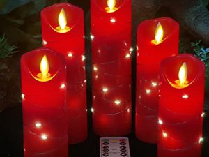 Bougie LED sans flamme rouge avec chaîne