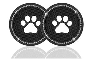 JUSTTOP 2PCS Bling Crystal Paw Car Cup