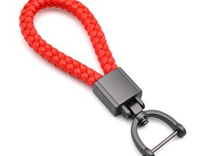 Porte-clés universel en cuir rouge pour voiture