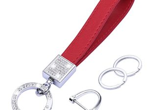 Wisdompro Porte-clés de voiture en cuir Bling