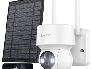 Jeeber Caméra de sécurité solaire 2K extérieure