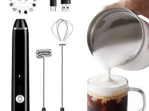Mousseur à lait rechargeable avec fouet en