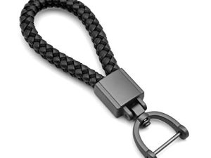 Porte-clés universel en cuir noir pour voiture