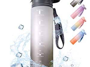 PUOENFGR Bouteille d'eau de sport avec paille
