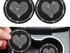 2 PCS Coeur Noir Voiture Tasse Dessous