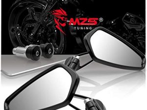 MZS Rétroviseurs de guidon de moto Noir