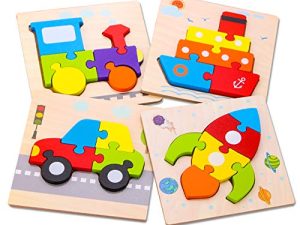 SKYFIELD Puzzles de véhicule en bois pour