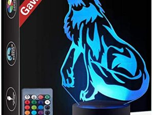 Loup 3D cadeau d'anniversaire Illusion veilleuse à