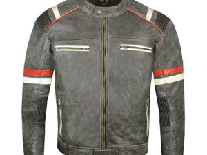 Veste de motard en cuir vieilli Cafe