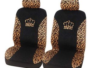 AUTOYOUTH 2PCS Trendy Leopard Crown Pattern Integrated