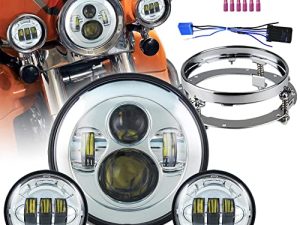 Akmties Phare LED chromé 7" compatible avec