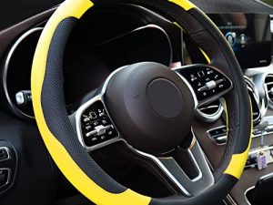 Xizopucy Housse de volant jaune en cuir