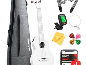 Donner Concert Ukulélé Blanc Fibre de Carbone