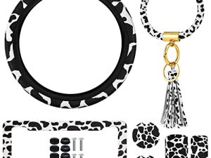 7 Pièces Accessoires de Voiture Imprimé Vache