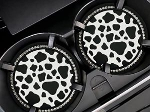 2PCS Bling Cow Print Car Accessories for