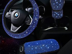 TZARROT Ensemble d'accessoires de voiture bleu Bling