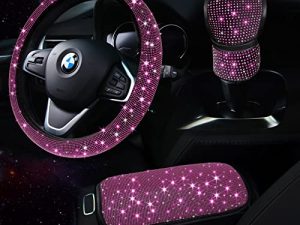 TZARROT Ensemble d'accessoires de voiture rose Bling