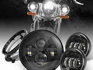 LX-LIGHT Phare LED Noir 7''+Feux antibrouillard de