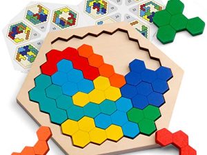 Coogam Puzzle Hexagone en Bois pour Enfants