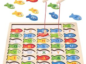 Jeu de pêche magnétique en bois pour