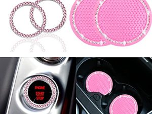 4PCS Ensembles Rose Bling Porte-Gobelet De Voiture