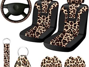 Ensemble d'accessoires de voiture à imprimé vache