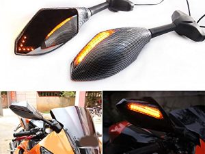 Rétroviseurs Moto Carbone avec Clignotants LED Compatible