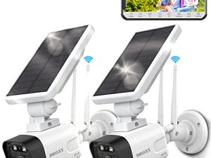 OOSSXX Caméra de sécurité à batterie solaire