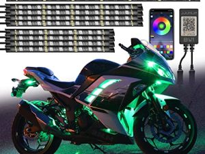 JJunLiM 12 Bandes Étanche Moto RVB LED