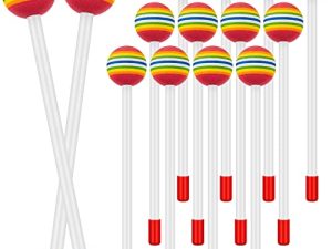 12 Pcs Lollipop Tambour Maillet Bâtons Rond