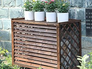 Support de fleurs de climatisation en bois