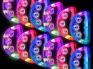 12 Pièces Tambourin Lumineux Tambourin Clignotant LED
