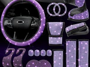 19pcs accessoires de voiture violets Bling