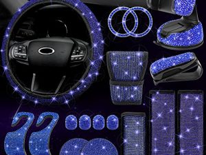 19pcs accessoires de voiture bleu bling