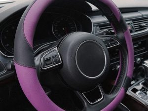 Xizopucy Couvre Volant Violet Universel en Cuir
