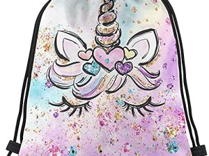 Beabes Pink Unicorn Drawstring Bags Sac à